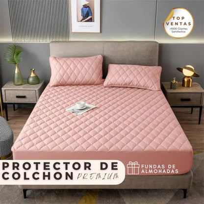 Combo Protector de Colchón + Fundas ¡Impermeables y Antimanchas!
