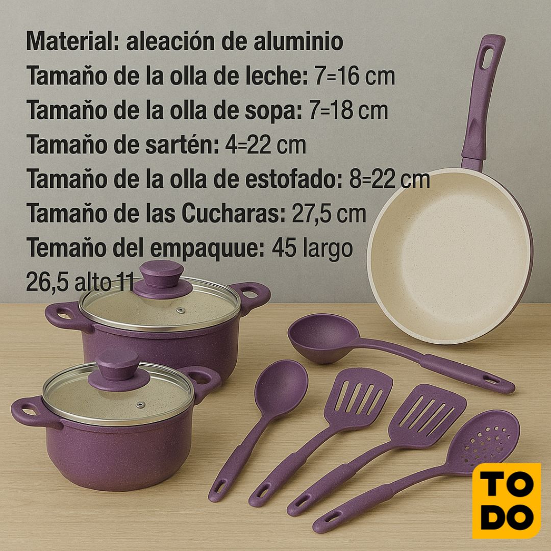 Juego de ollas y utensilios cocina