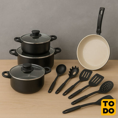 Juego de ollas y utensilios cocina