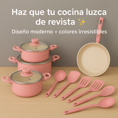Juego de ollas y utensilios cocina